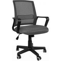 Chaise Bureau Dactylo, Siège Basculant Textile Mesh, Renfort Lombaire, Pivotant, Hauteur Réglable, Accoudoirs, Roulettes Souples Lest (gris Foncé) - 