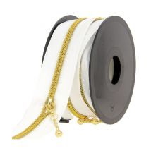 Fermeture À Glissière Spirale N°4 Avec Avec Tirettes Rondes - Milward Blanc Et Or
