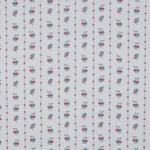 Tissu Double Gaze Fleuris Rayé Sur Fond Blanc - Au Mètre - Craftine