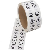 Yeux Autocollants, Noir, Blanc, 2000 Pièces/ 1 Pq. - CC Hobby
