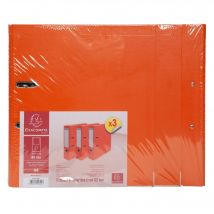 Lot De 3 Classeurs À Levier - Dos De 80mm - Format À Classer A4 - Extérieur En Polypropylène / Intérieur En Papier - Orange - X 4 - Exacompta