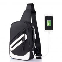 Sac À Bandoulière Multifonctionnel Charge Usb Externe Étanche Blanc Noir Yonis - Yonis