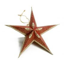 Etoile En Papier 5 Pièces Rouge/crème/or - Papertree