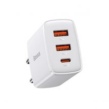 Baseus Chargeur Secteur Triple Sortie 2 Usb-a/usb-c 30w Modèle Cccp30ue Blanc