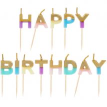 Mini Bougies Happy Birthday Pastel (6 Cm) - Talking Tables