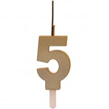 Duo Cierge Magique + Bougie Doré Chiffre 5 - Dekora
