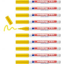 Lot De 10 Marqueurs Peinture 751 Jaune Pointe Ronde 1-2 Mm Edding - Edding
