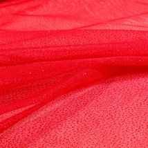 Tissu Tulle Strass Paillettes Rouge - Au Mètre - Craftine