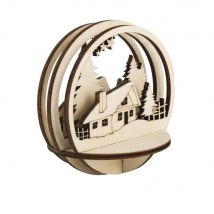 Pièces Insér.bois Cabane,fsc Mixcred,ø7,5cm, Nature, 5pcees, 1kit - Rayher