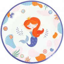 6 Assiettes Sirène Corail - Recyclable - Annikids