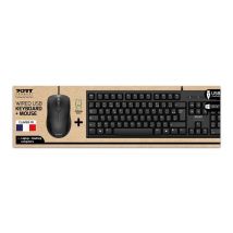 Port Connect Pack Clavier Pc + Souris Filaire Usb-a Ambidextre Optique 1000 Dpi Azerty Eu - Port Designs