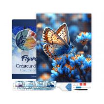 Diamond Painting Broderie Diamant Figured’art 40x50cm Toile Tendue Sur Châssis En Bois - Diamants Carrés - Papillons Et Fleurs Bleues - Figured'Art