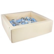 Piscine À Balles Carrée Avec 200 Balles - Cappuccino/perle, Transparent, Bleu Clair, Argent - Velinda