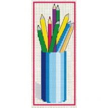 Kit Point De Croix Sur Aïda Marque Page : Crayons - LUC
