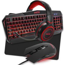 Amstrad Pack Pro Gamer Rédemption 5 Pièces : Clavier, Souris, Tapis, Casque Et Adapteur Noir