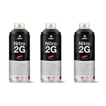 Lot 3 Bombes De Peinture Noir Goudron Mat Nitro 2g 400ml - Mtn - Surdiscount