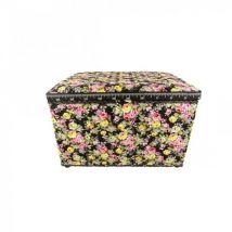 Boîte Couture 21cmx28cmx19cm Imprimé Broderie Anglaise Sur Fonds Fleuri - My mercerie