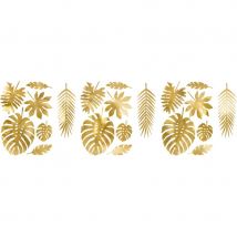 Set Centre De Table Feuilles Tropical Or - PartyDeco