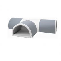 Tunnel De Jeu Souple 4 Éléments Gris Blanc - Velinda