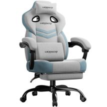 Chaise Gaming Ergonomique Luckracer - Tissu - Gris - Repose-pieds - 50 X 50 X 100 Cm - Luckracer