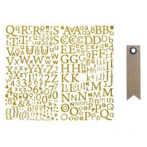 Alphabet Autocollant Paillettes Doré + 20 Étiquettes Kraft Fanion - Youdoit