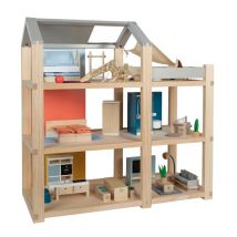 Maison De Poupées Nature Avec Meubles - Small foot company