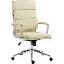 Chaise De Bureau En Simili Cuir Cleveland Crème - Ovegna