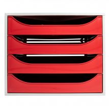 Module De Classement Ecobox Office 4 Tiroirs - Rouge - Exacompta