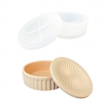 Moule En Silicone Ø 12cm X 4,5cm - Boîte De Rangement Ronde Empilable Avec Couvercle Motif - Jesmonite