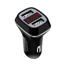 Borofone Chargeur Voiture 2 Usb Avec Affichage Lcd Charge Rapide Noir