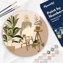 Peinture Par Numéro Sur Disque En Bois - Femme Et Bouquet - No Name
