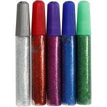 Colle À Paillettes, Ass. De Couleurs, 5x10 Ml/ 1 Pq. - CC Hobby