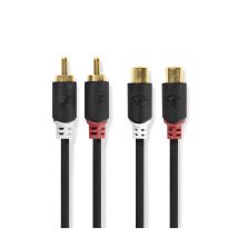 Nedis Câble Audio Double Rca Mâle Vers Double Rca Femelle 2m Gris Anthracite