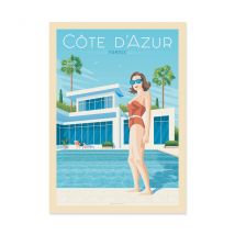 Affiche 50x70 Cm - Cote D'Azur Piscine - Olahoop Travel Posters - Wall Editions