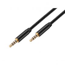 Avizar Câble Audio 3,5mm Avec Connecteurs Plaqués Or En Nylon Tressé 10m Noir