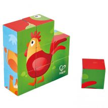 Puzzle Cubes Animaux De La Ferme - Hape - Orange