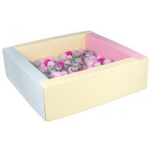 Piscine À Balles Carrée Avec 200 Balles - Bords 3 Couleurs/transparent, Rose, Gris, Argent, Rose P - Velinda
