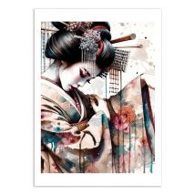 Affiche - Watercolor Geisha Dancer - Chromatic Fusion Studio - Wall Editions