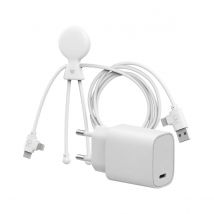 Xoopar Chargeur Mr Bio Fastcharge + Câble Usb A+c/micro Usb+ Usb C+ Lightning Blanc - Xoopar