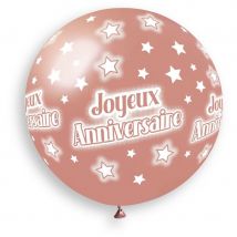 1 Ballon Rose Gold Joyeux Anniversaire Ø80cm - Annikids