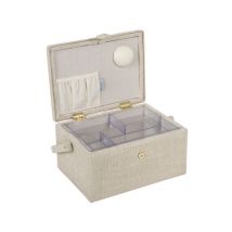 Boîte De Couture Brodée hortensia - 25,5x18.5x14,5 Cm - Hobby Gift Ecru