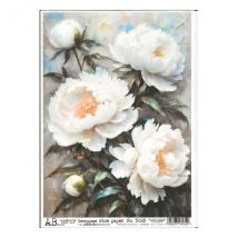 1 Feuille De Papier De Riz 21 X 29,7 Cm Ab Studio Fleur Blanche 5083 Scrapbooking