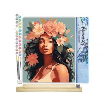 Peinture Par Numéro Figured'art - Beauté Couronnée De Pivoines - Kit De Loisir Créatif Diy Numéro D'Art Complet - 40x50cm Toile Roulée + Châssis En