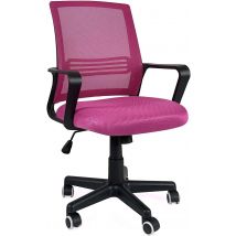 Chaise Bureau Dactylo, Siège Basculant Textile Mesh, Renfort Lombaire, Pivotant, Hauteur Réglable, Accoudoirs, Roulettes Souples Lest (rose) - 