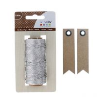 Ficelle Argentée 100 M + 20 Étiquettes Kraft Fanion - Youdoit