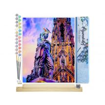 Peinture Par Numéro Figured'art - Statue Edinburgh - Kit De Loisir Créatif Diy Numéro D'Art Complet - 40x50cm Toile Roulée + Châssis En Bois À Monter