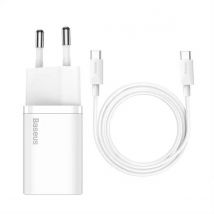 Baseus Chargeur Secteur Usb-c 25w Avec Câble Usb-c/usb-c Blanc