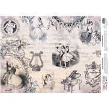 Feuille Papier Calque, Papier Velin Scrapbooking Fabrika Decoru 30 X 42 Cm Danse Retro 0253 - FABRIKA DECORU