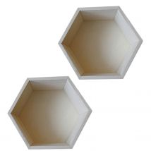 2 Étagères Hexagonale En Bois 36 X 31 X 10 Cm - Graine Creative