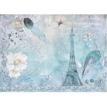 1 Feuille De Papier De Riz 29,7 X 42 Cm Itd Collection Tour Eiffel Plume Fleur 269l - ITD Collection